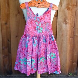 Oh Baby! Maui 100% Cotton Pink Hawaiian Flower Batik Dress Kids 4-6Y